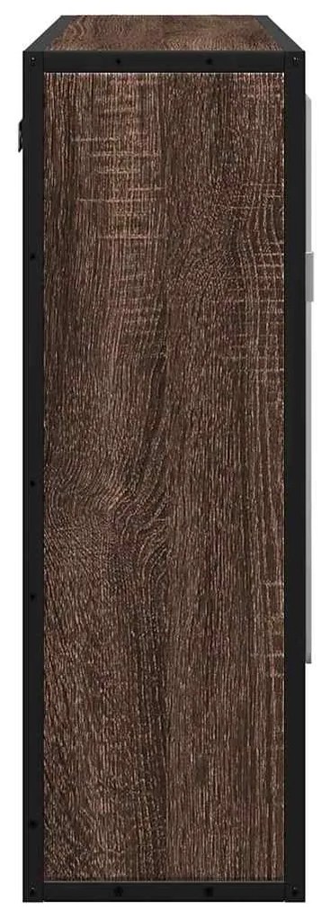 barna tölgy szerelt fa tükrös fürdőszobaszekrény 65x20x60 cm