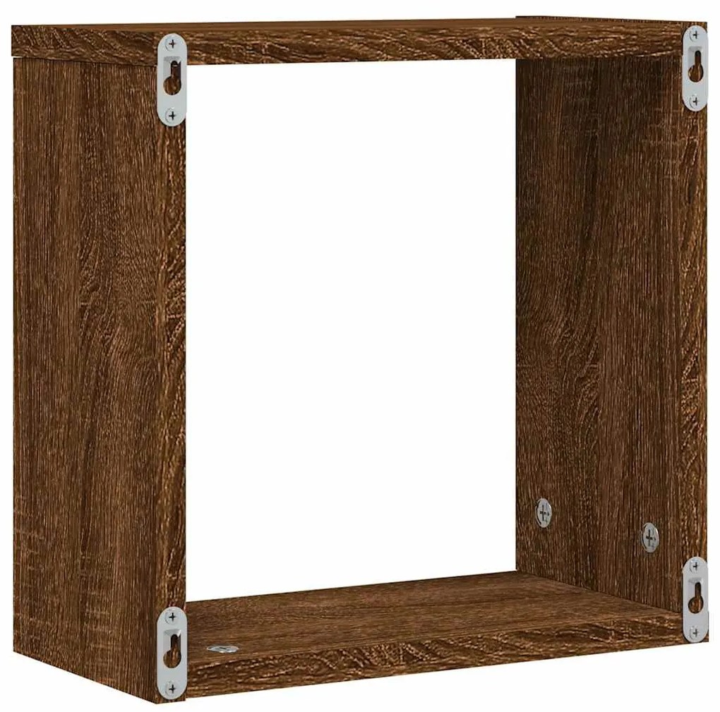 4 db barna tölgy színű fali kockapolc 30 x 15 x 30 cm