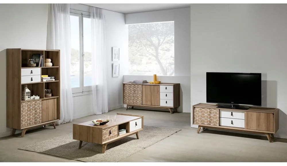 Java barna-fehér TV-állvány - Marckeric