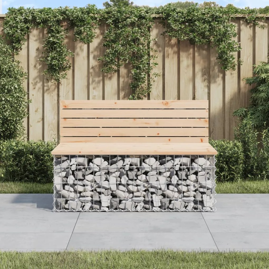 vidaXL tömör fenyőfa gabion kerti pad 103x70x65 cm