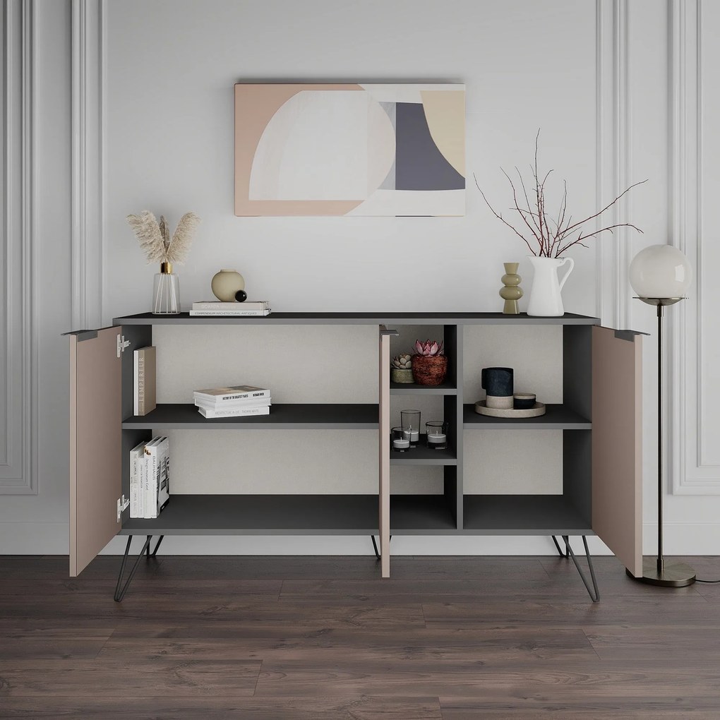 Konzolasztal Clara Console - Antracit, Light Mocha