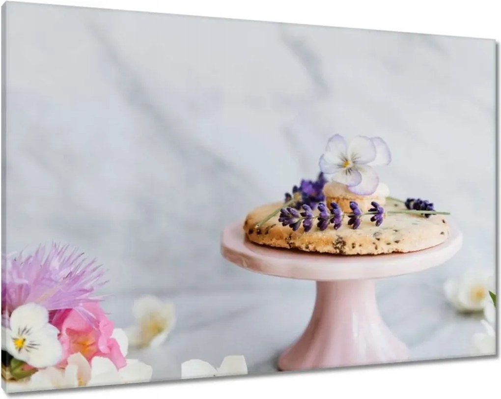 Vászonkép 100x70 Süti levendulával