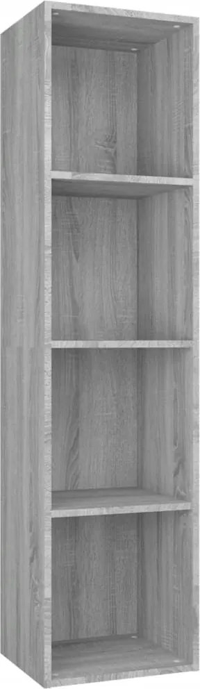 vidaXL szürke sonoma színű szerelt fa könyv-/TV-szekrény 36x30x143 cm