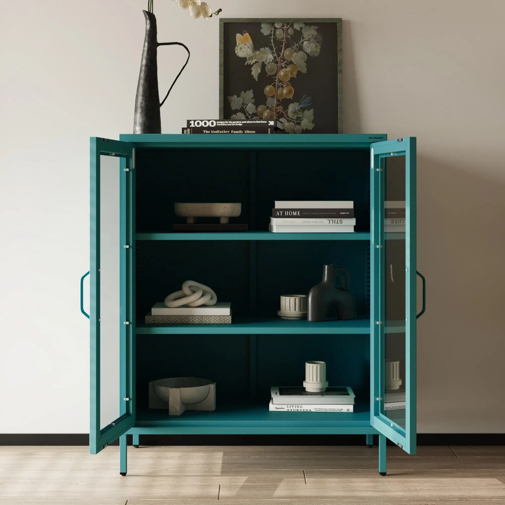 Vitrin GINA, 800 x 1015 x 400 mm, Modern: tengerszínű