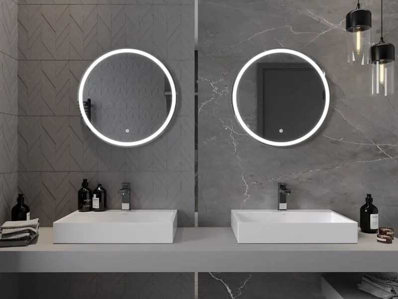 Mexen Gobi megvilágított fürdőszobai tükör, kerek 60 cm, LED 6000K, páramentesítő - 9801-060-060-611-00