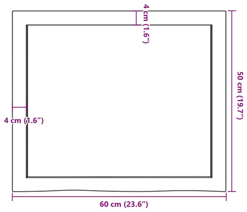 sötétbarna kezelt tömör tölgyfa fali polc 60x50x(2-6) cm