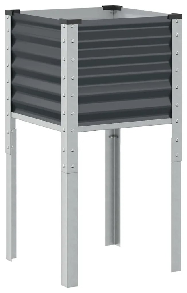 antracit színű acél kerti virágláda 45 x 45 x 88 cm