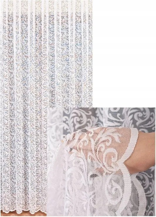 Függöny Jacquard Fehér Sűrű Méretek Bevarrt Hullámszalag 300x200