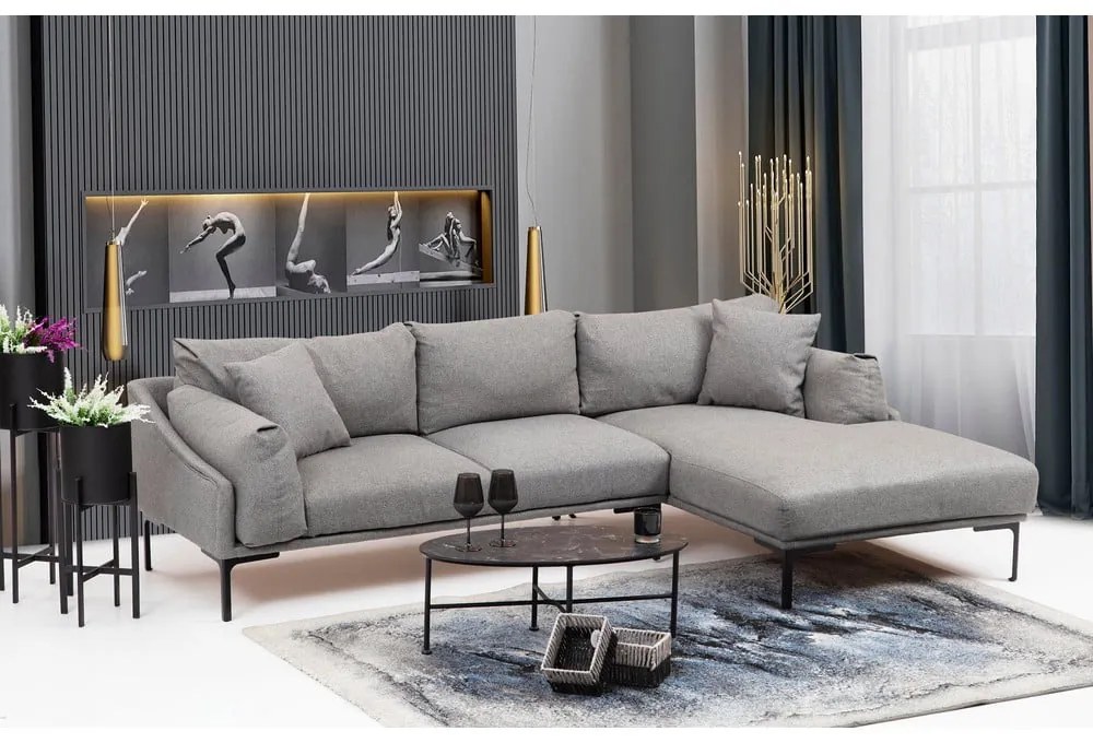 Leo szürke sarokkanapé, jobb oldali - Artie