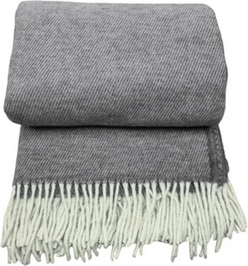 Gyapjú takaró rojtokkal 160x200 diagonál sötétszürke