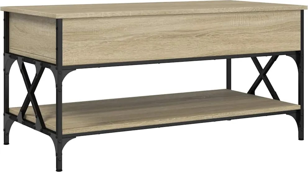 vidaXL sonoma tölgy szerelt fa és fém dohányzóasztal 100 x 50 x 50 cm