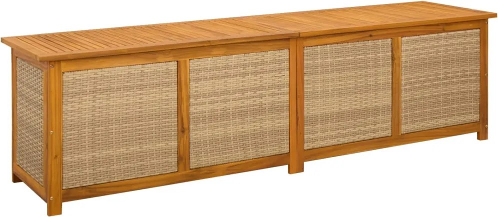 vidaXL Kerti Tároló Doboz 185 L Tömör Akácfa 200 x 50 x 56 cm Bézs