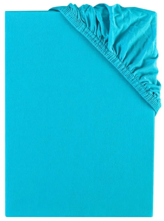 EMI türkizkék 100% pamutjersey gumis lepedő, 90x200-as lap
