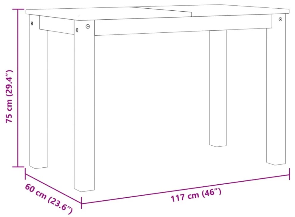 Panama tömör fenyőfa ebédlőasztal 117 x 60 x 75 cm