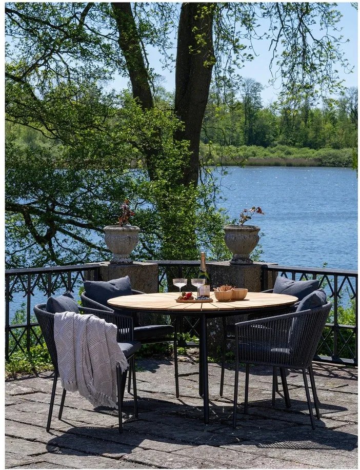 Sötétszürke fém-párnázott kerti szék Salerno – House Nordic