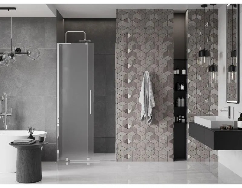 Mexen Velar L, tolózuhanyajtó nyitáshoz 90 cm, 8 mm-es matt üveg, króm, 871-090-003-31-01