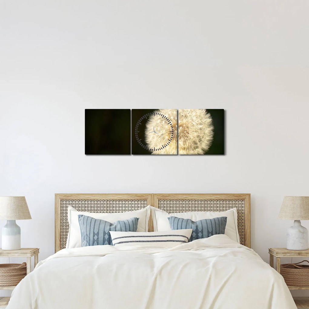 Szürke virág képe (órával) (90x30 cm)