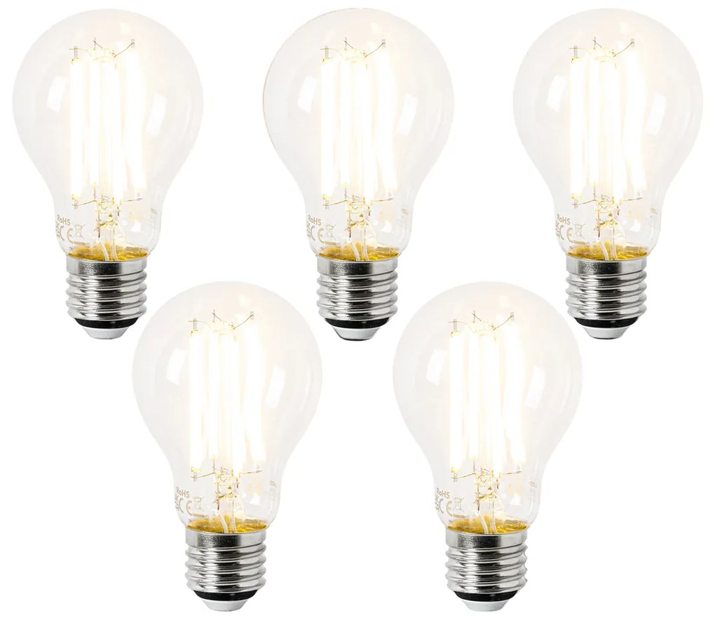 5 darabos E27 LED izzó A60 átlátszó 3,8W 806 lm 2700K