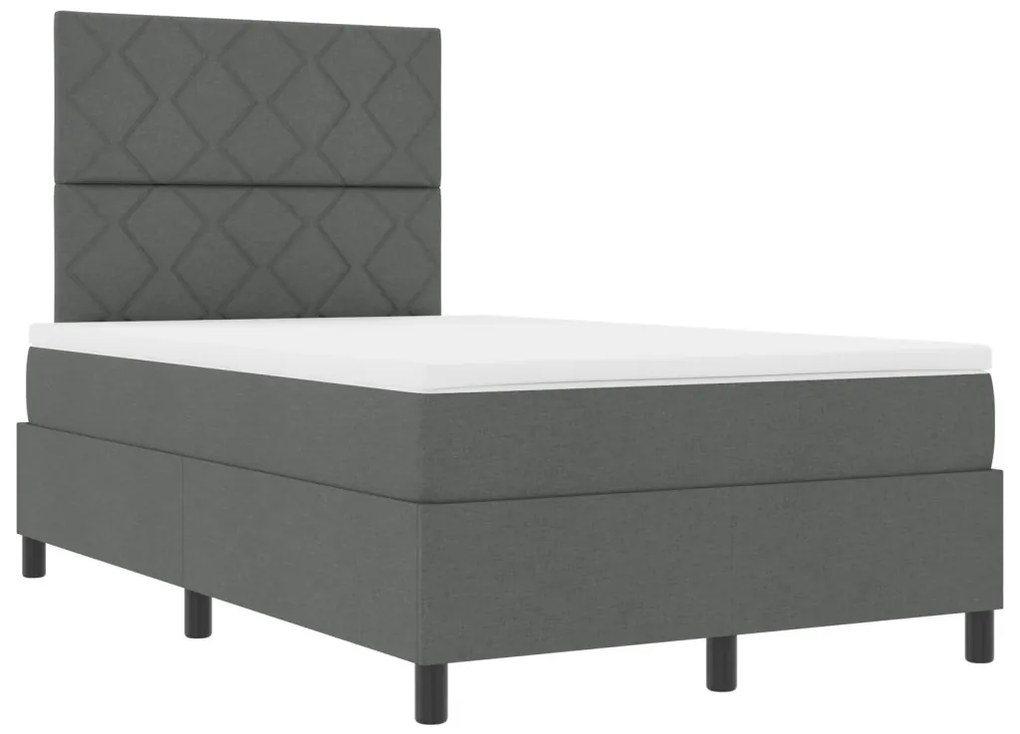 Box Spring Ágy Matraccal Sötétszürke 120x200 cm Textil