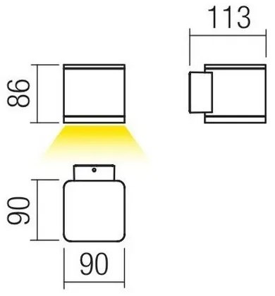 Redo 9069 - BETA kültéri fali lámpatest LED/6W/230V IP54
