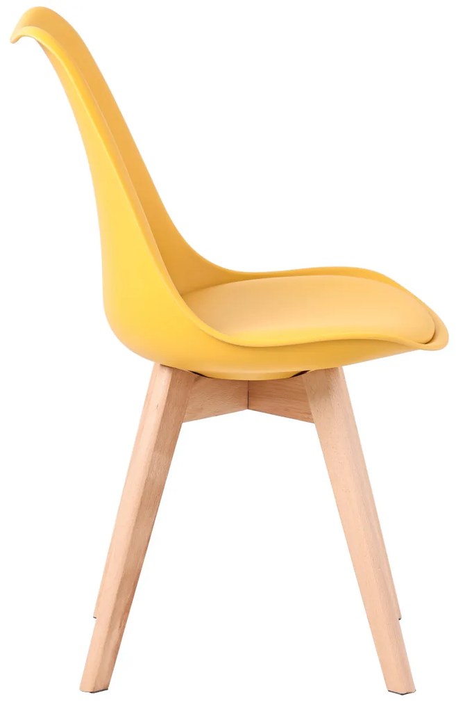 Scaun de sufragerie in stil scandinav de culoare galben, Monza