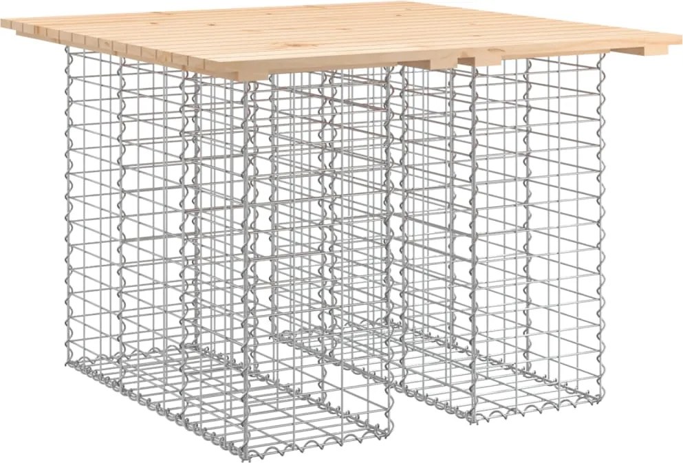vidaXL tömör fenyőfa kerti asztal gabion mintával 100 x 102 x 72 cm