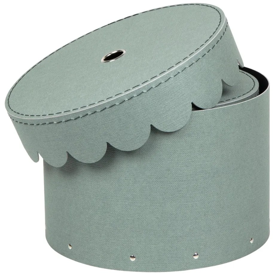 Mentazöld fedeles karton tárolódoboz szett 2 db-os ø 26x17,5 cm Wilma – Bigso Box of Sweden