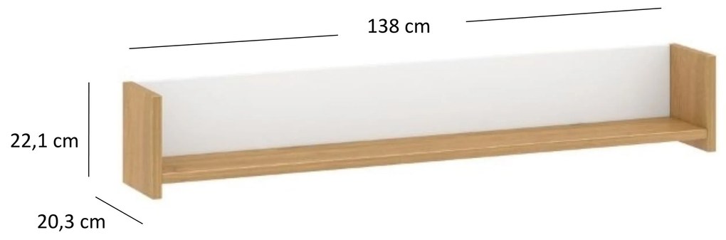 Polc 140 cm Andre (matt fehér). 1052706