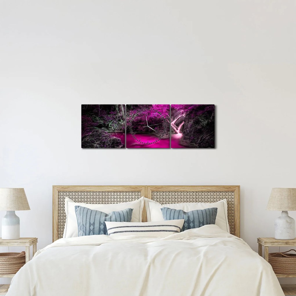 Kép - Rózsaszín erdő (órával) (90x30 cm)