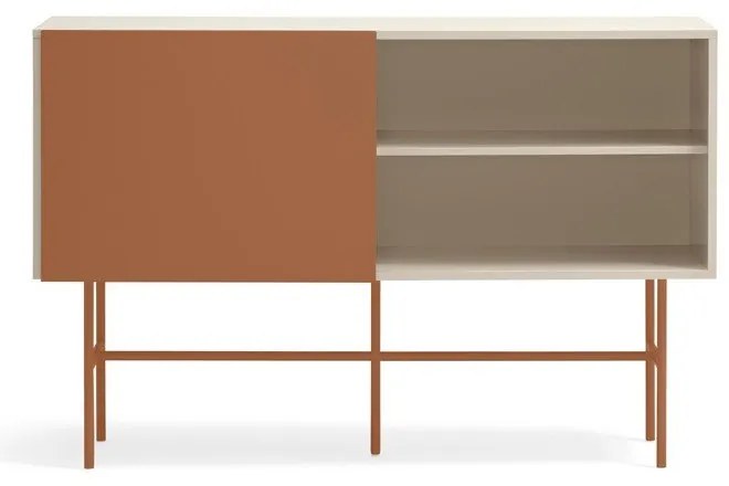 Téglavörös-bézs alacsony komód tolóajtóval 140x91 cm Nube – Teulat