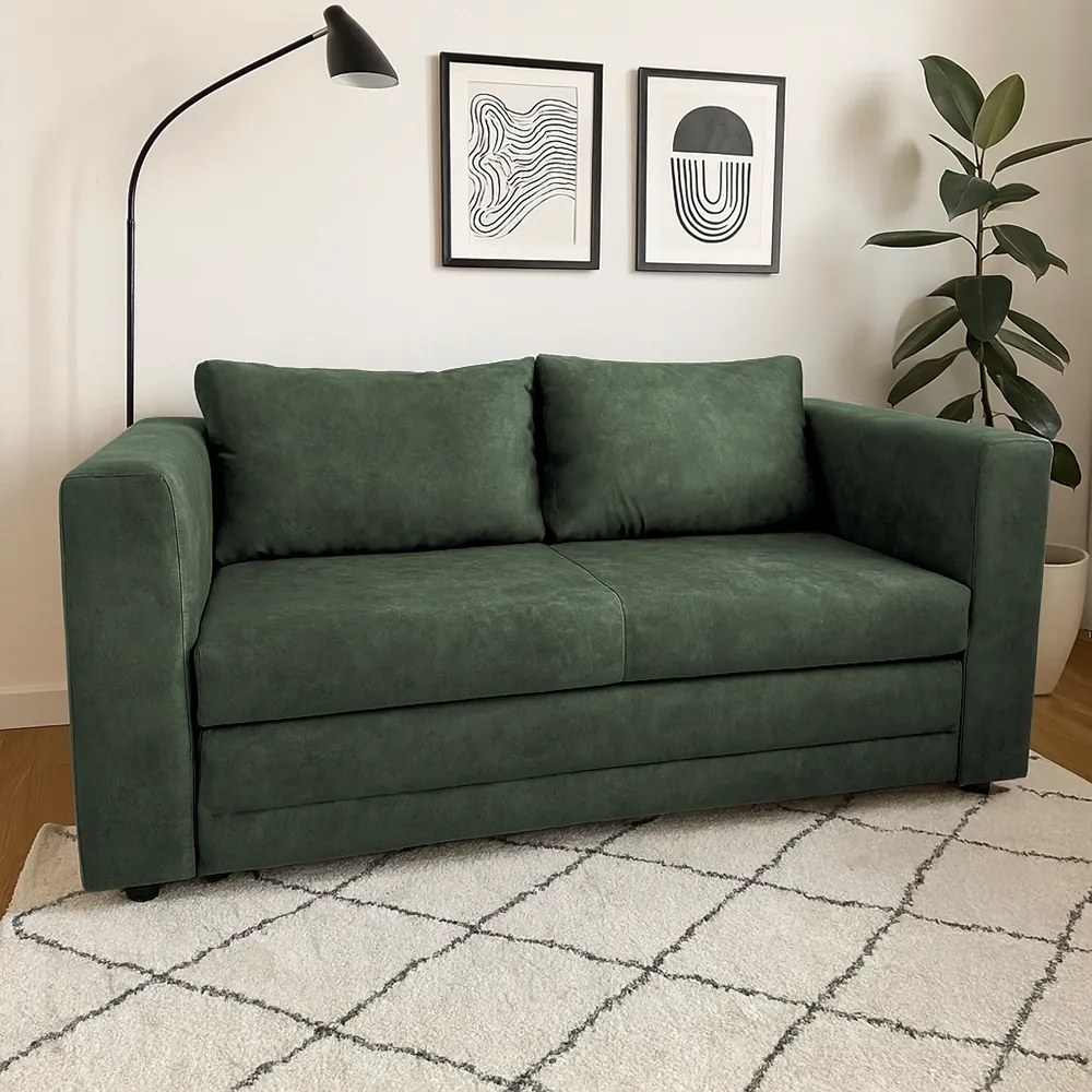 Kihúzható kanapé, zöld, BEJA