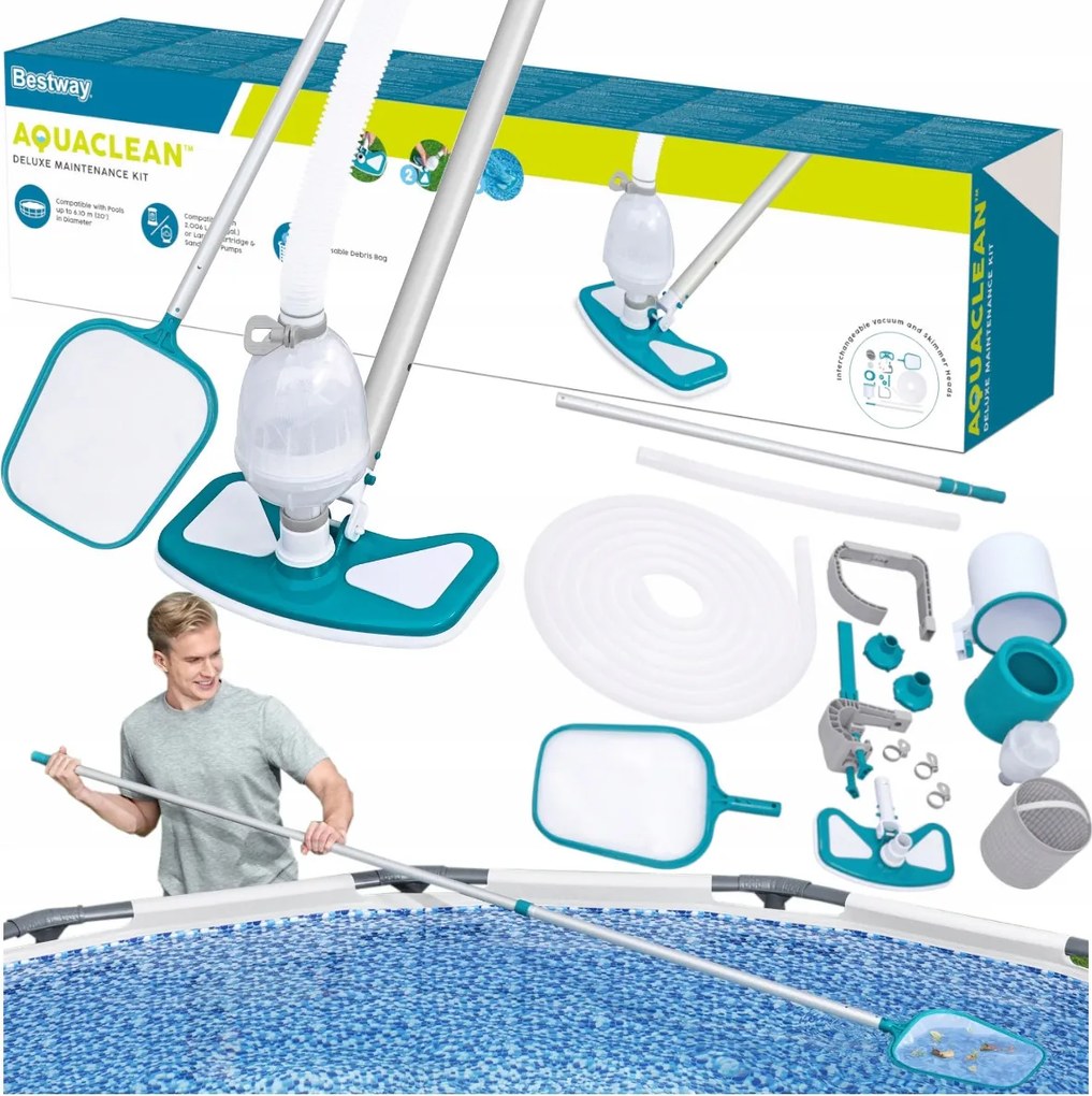 Medence Porszívó Skimmer Medence Tisztító Szett Bestawy 58237