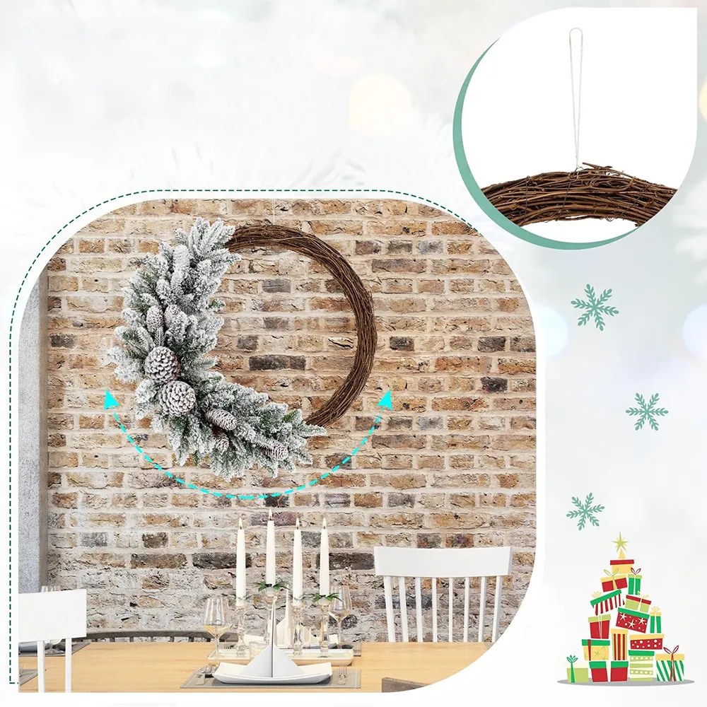 Havas téli koszorú meleg LED-es égővel