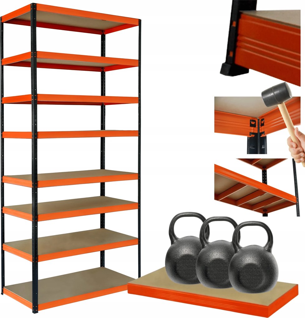 Tárolószekrény fém állvány Helios 270x110x35cm 8Px350kg Magas