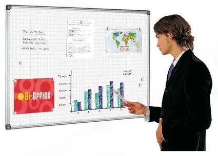 Mágneses fehértábla Bi-Office négyzethálós, 100 x 150 cm