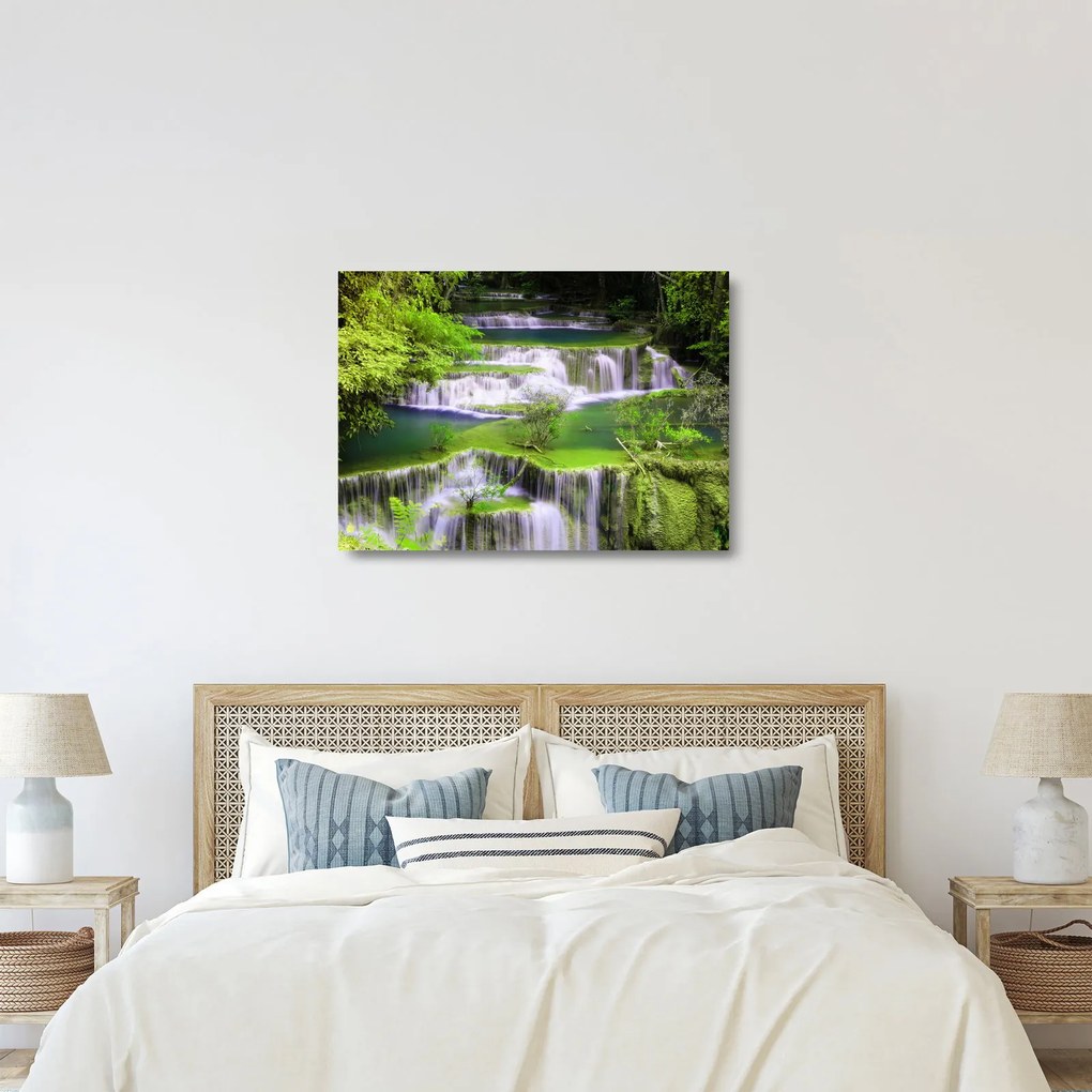 Kép - Huay Mae Khamin vízesések, Kanchanaburi, Thaiföld (üvegen) (70x50 cm)