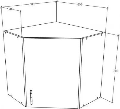 Benita 1 ajtós Felső konyhaszekrény Antracit-Fehér 60x60x60 cm N