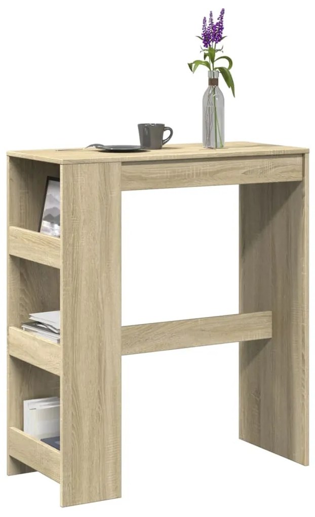 sonoma tölgy szerelt fa bárasztal tárolókkal 90 x 40 x 103,5 cm