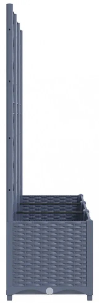 sötétszürke PP rácsos kerti ültetőláda 120 x 40 x 136 cm