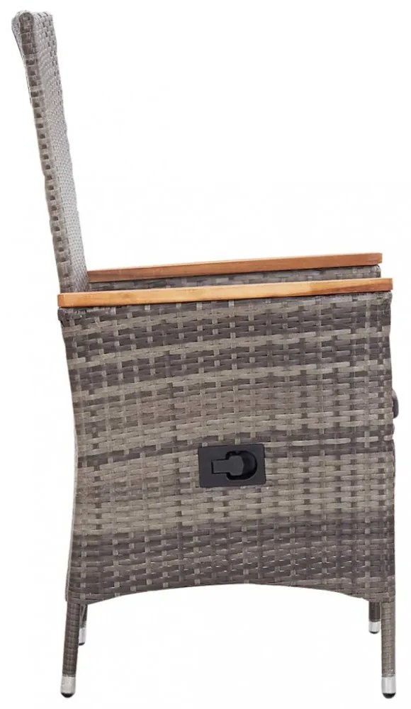 2 db szürke polyrattan kültéri szék párnával