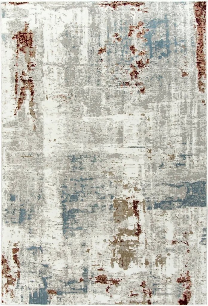 140x190 cm Puha Szürke Krémszínű Kék Szőnyeg