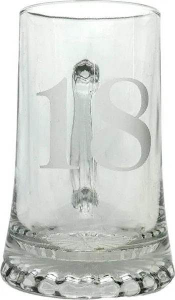 Söröspohár sörhöz 18 éves évfordulóra, fél literes, 400 ml homokfúvott