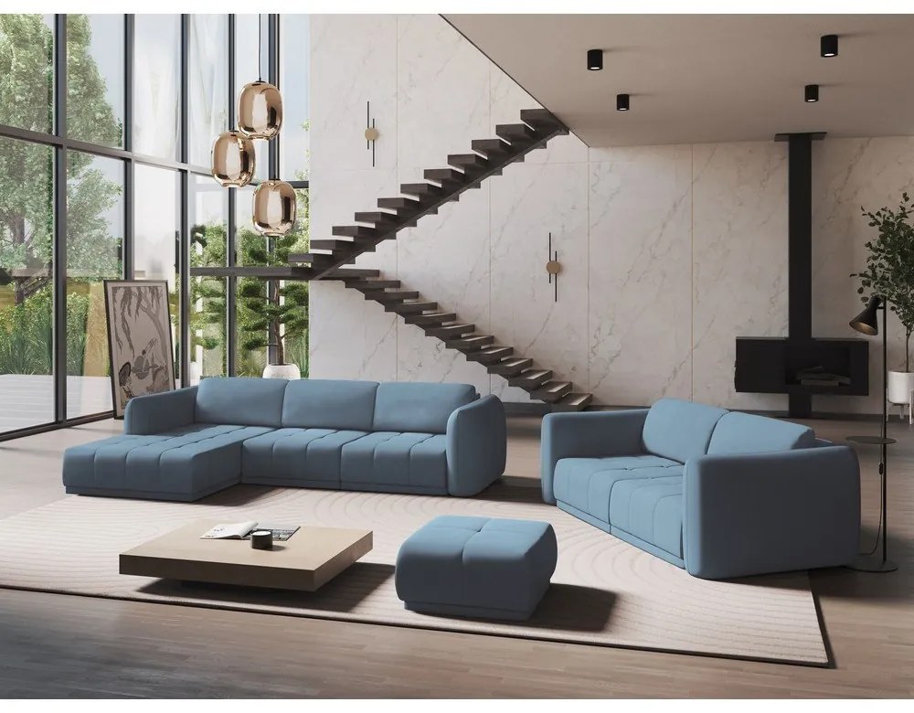 Világoskék sarokkanapé (bal oldali) Hoku – Makamii