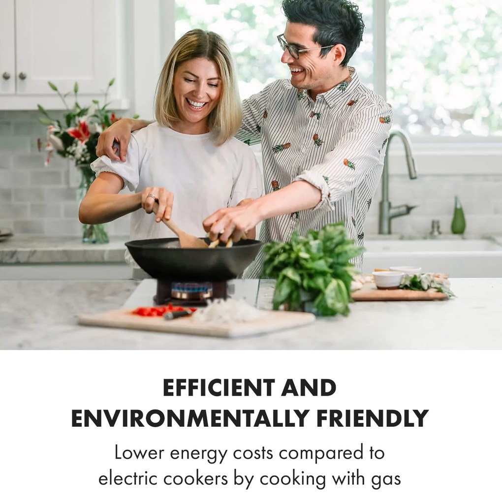 Klarstein Goldflame Domino, gáztűzhely, 2 sárgaréz égő, üvegkerámia