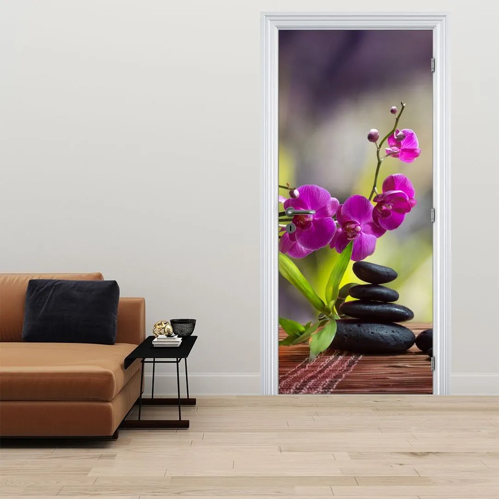 Fotótapéta ajtóra - SPA és kövek (95x205cm)
