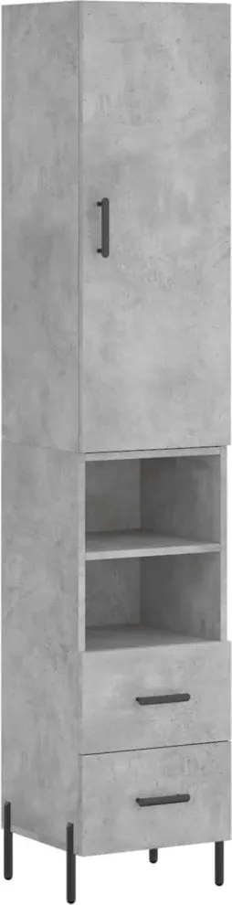 vidaXL betonszürke szerelt fa magasszekrény 34,5x34x180 cm