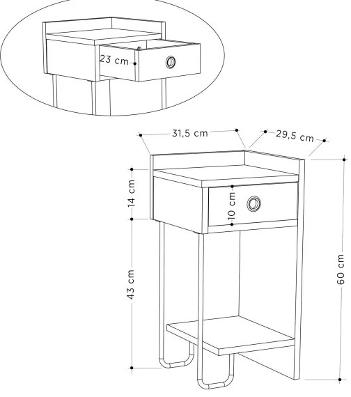 SONY taupe színű éjjeliszekrény