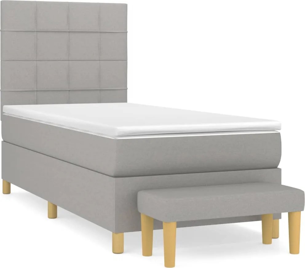 vidaXL világosszürke szövet rugós ágy matraccal 90 x 200 cm