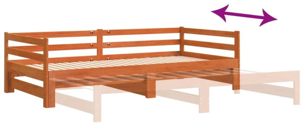 viaszbarna tömör fenyőfa kihúzható kanapéágy 80 x 200 cm