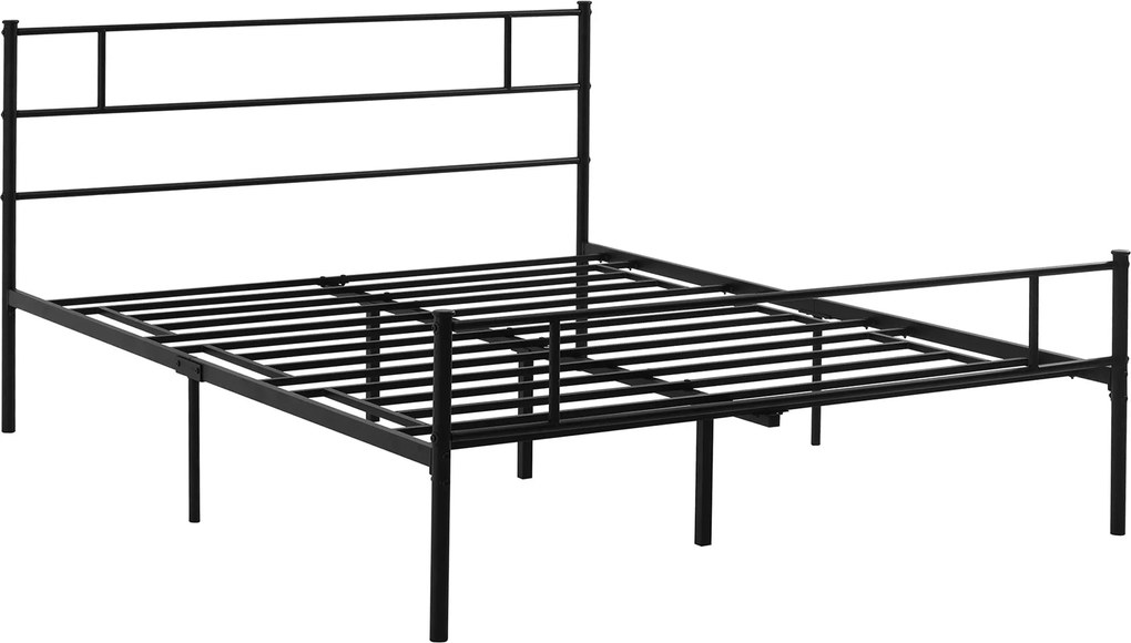 HOMCOM Fekete Dupla Ágykeret 165x211x100 cm Acélból, Beépített Rácsokkal, Ipari Stílusú Fejtámlával és Lábfejjel | Aosom